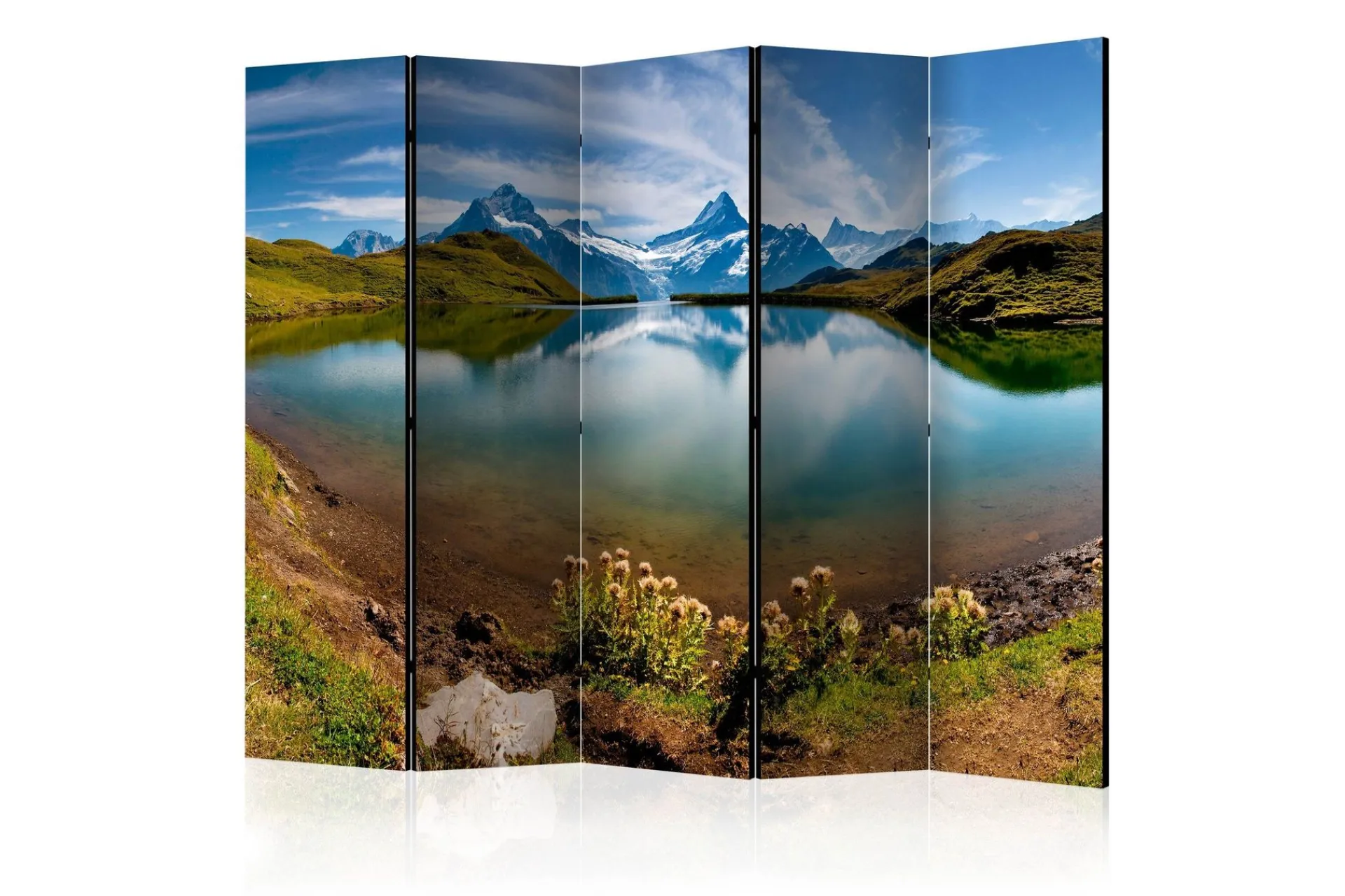 Bretteskjerm-Romdeler Lake with Mountain Reflection, Switzerl