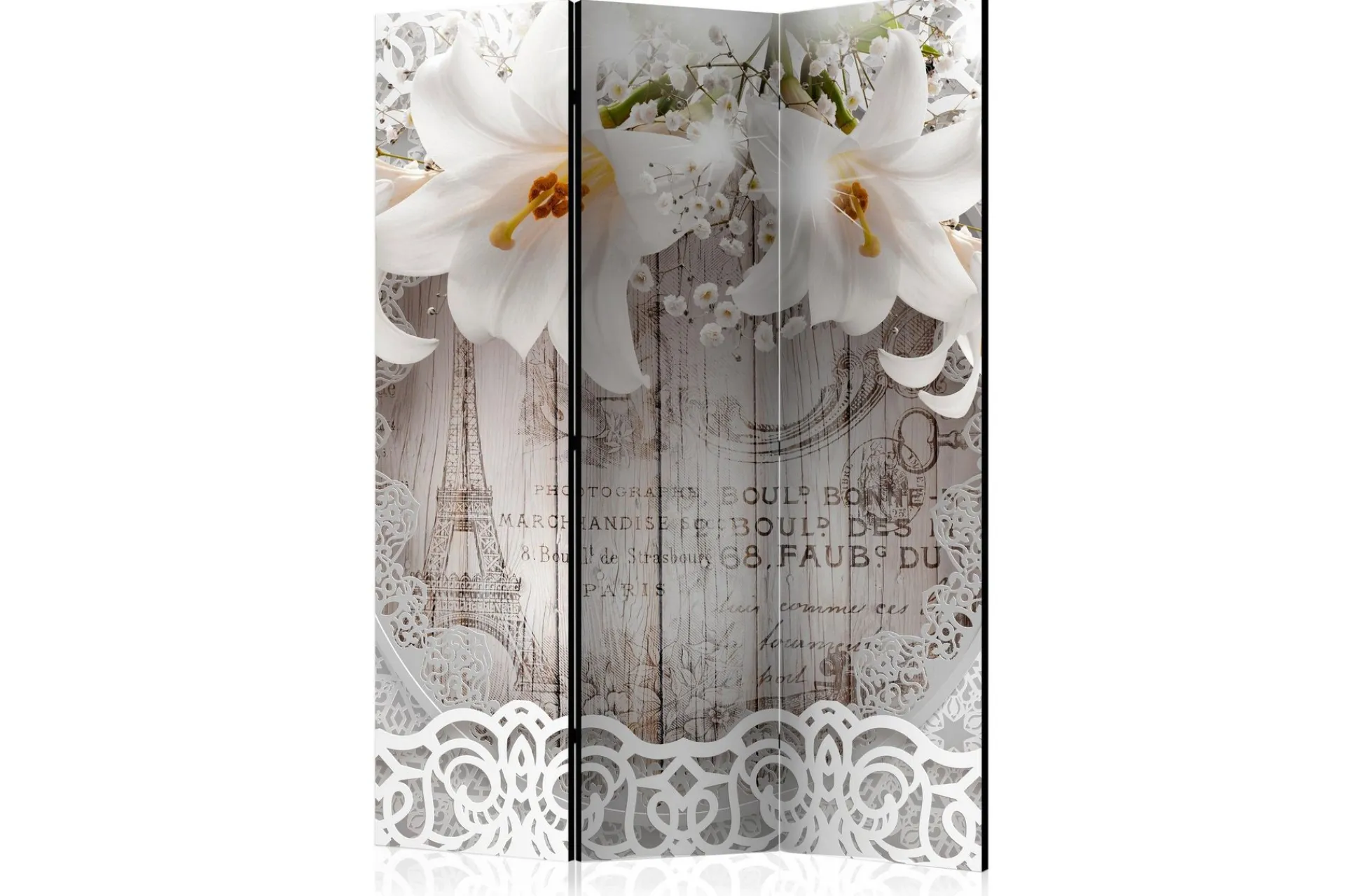 Bretteskjerm-Romdeler Lilies and Quilted Background