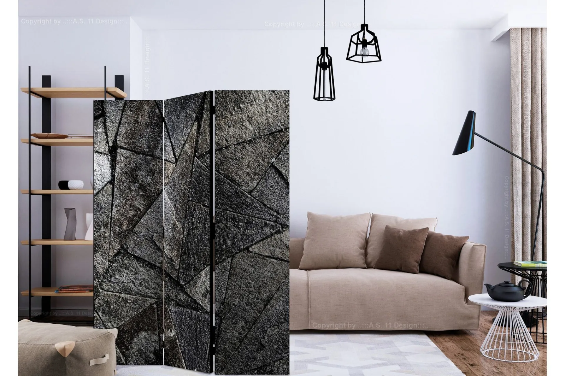 Bretteskjerm-Romdeler Pavement Tiles Grey