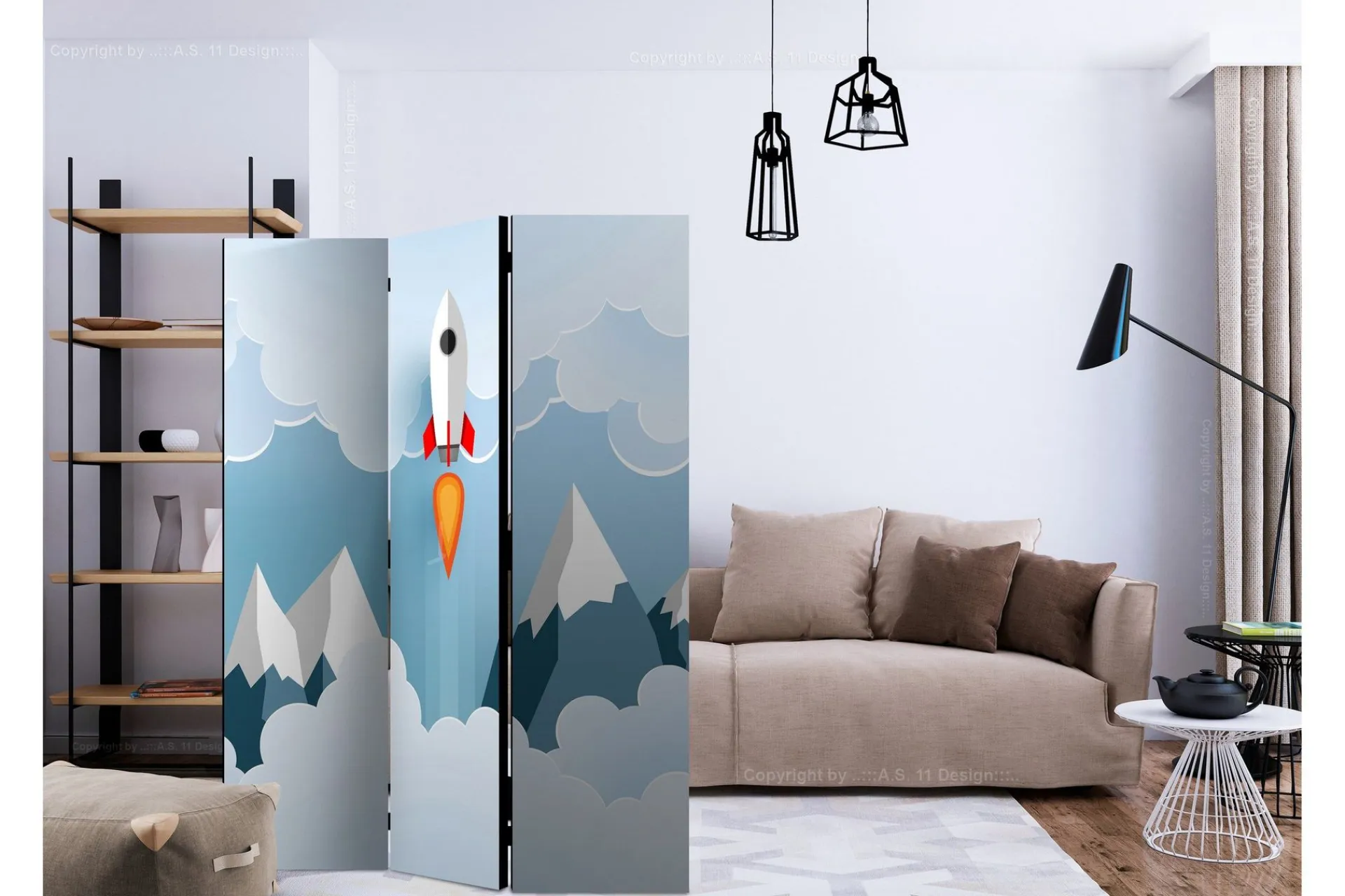 Bretteskjerm-Romdeler Rocket in the Clouds