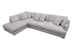 Scandinavian Choice Velour Sofa & Fløyel Sofa|Sofa Med Sjeselong-Rossita Lyx 4-seter Ekstra dyp Sofa med Sjeselong Venstre Grey