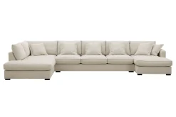 Scandinavian Choice U-Sofa-Rossita Lyx 6-seters høyrevendt U-formet ekstra dyp sofa med divan og sjeselong i stoff Beige