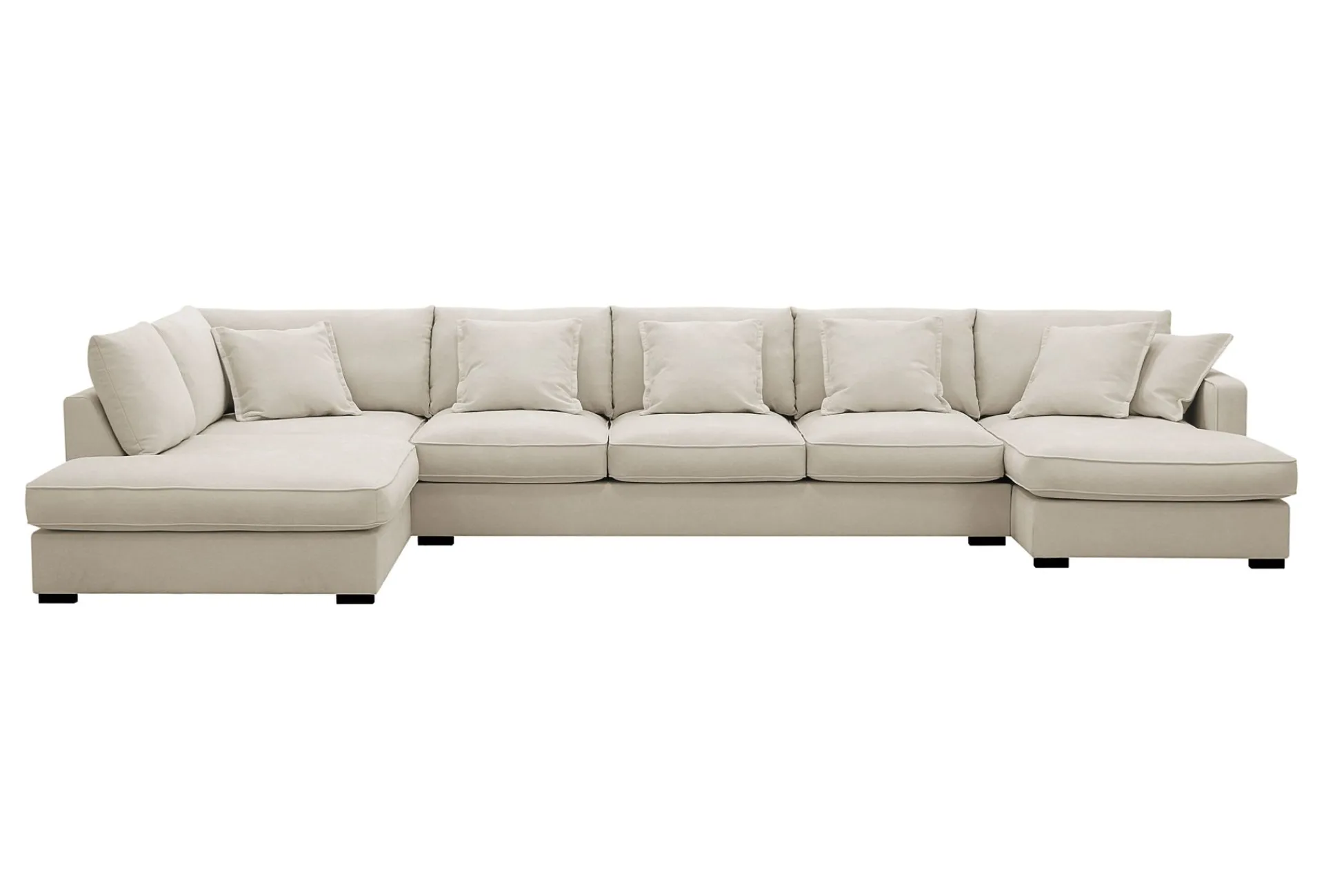 Scandinavian Choice U-Sofa-Rossita Lyx 6-seters høyrevendt U-formet ekstra dyp sofa med divan og sjeselong i stoff Beige