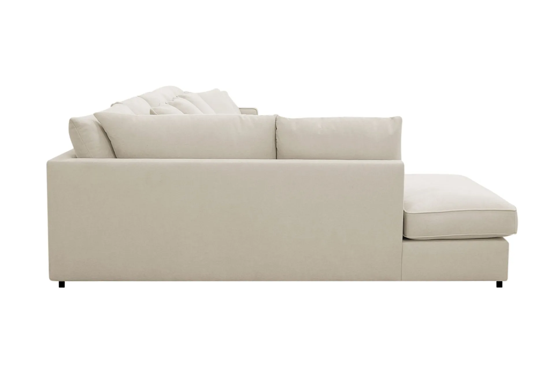 Scandinavian Choice U-Sofa-Rossita Lyx 6-seters høyrevendt U-formet ekstra dyp sofa med divan og sjeselong i stoff Beige