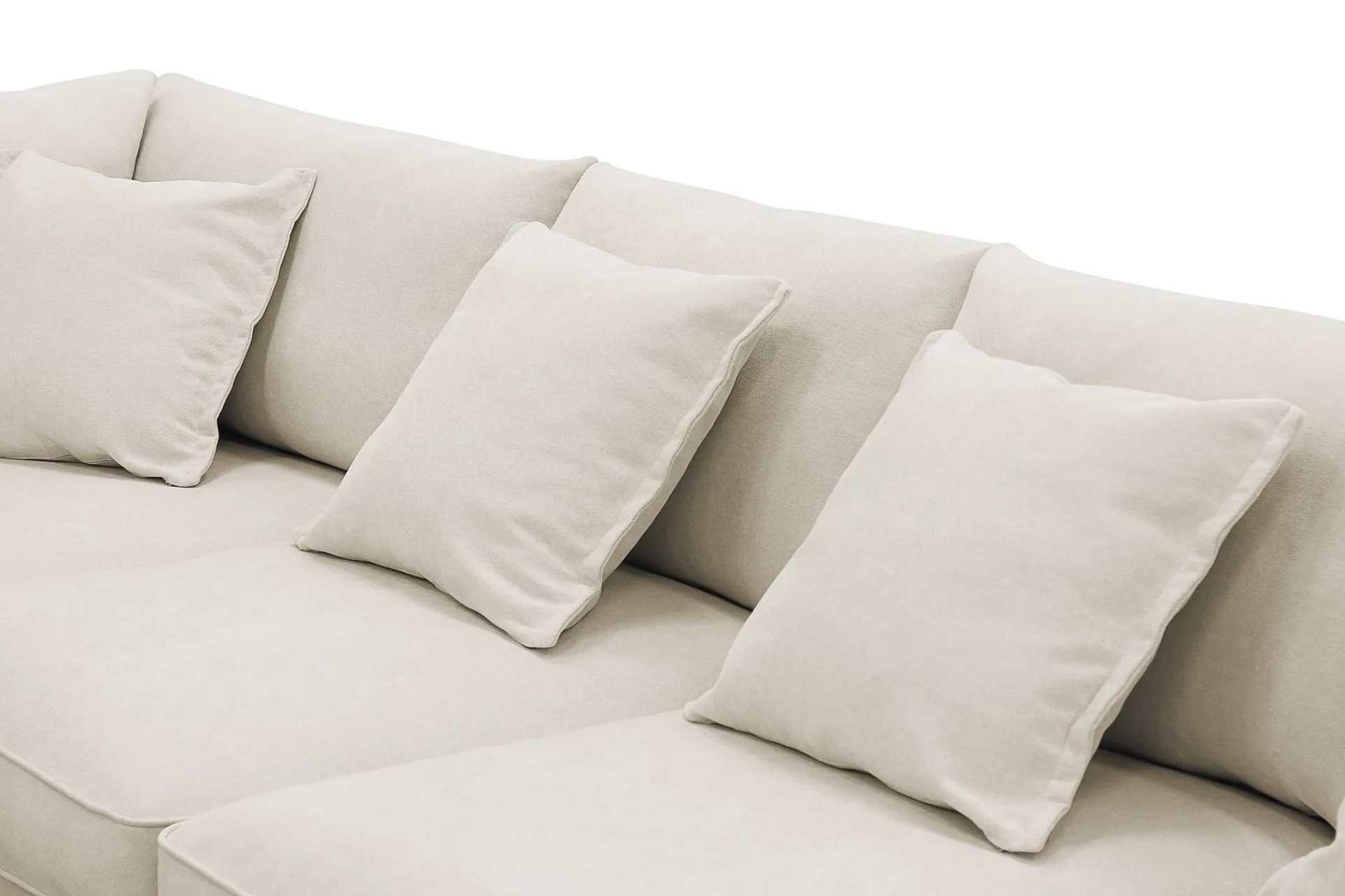 Scandinavian Choice U-Sofa-Rossita Lyx 6-seters høyrevendt U-formet ekstra dyp sofa med divan og sjeselong i stoff Beige