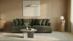 Scandinavian Choice 2 Seter Sofa|Sofa Med Sjeselong-Rossita 4-seters Dyp Sofa i Kordfløyel Mørkegrønn