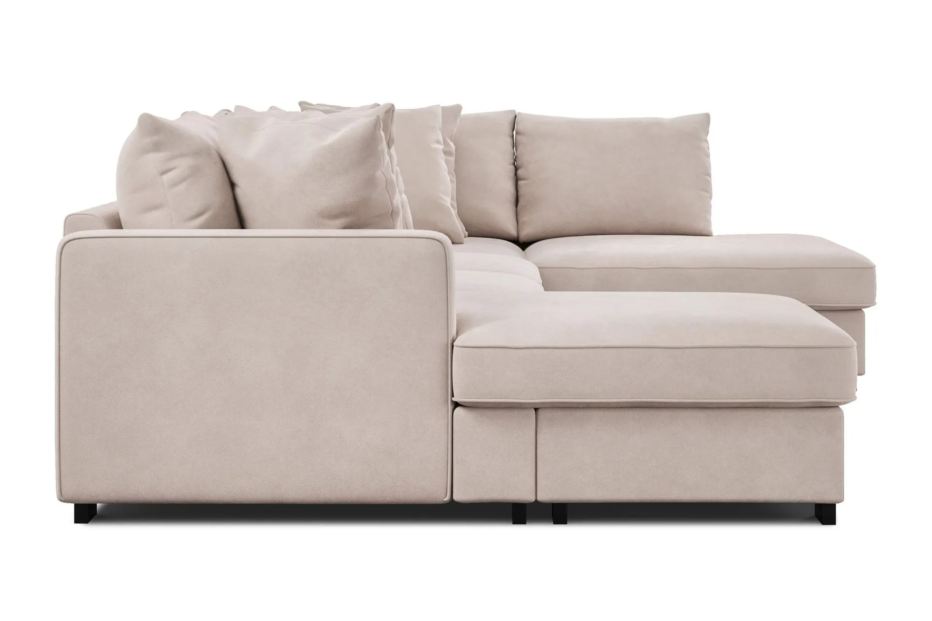 Scandinavian Choice Velour Sofa & Fløyel Sofa-Rossita 5-seters Høyrevendt U-formet Dyp Sofa med Divan og Sjeselong i Fløyel Beige