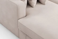 Scandinavian Choice Velour Sofa & Fløyel Sofa-Rossita 5-seters Høyrevendt U-formet Dyp Sofa med Divan og Sjeselong i Fløyel Beige