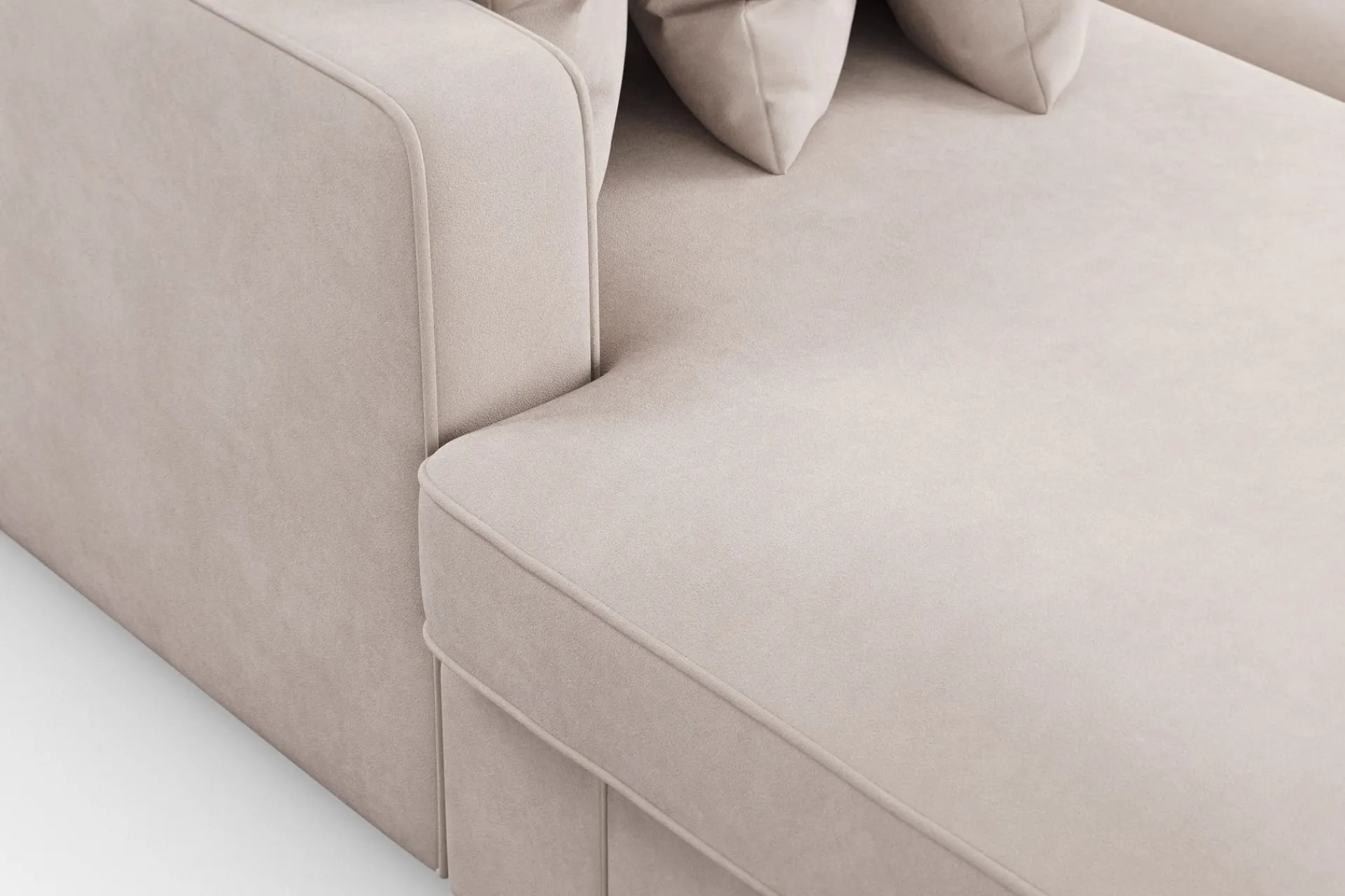 Scandinavian Choice Velour Sofa & Fløyel Sofa-Rossita 5-seters Høyrevendt U-formet Dyp Sofa med Divan og Sjeselong i Fløyel Beige