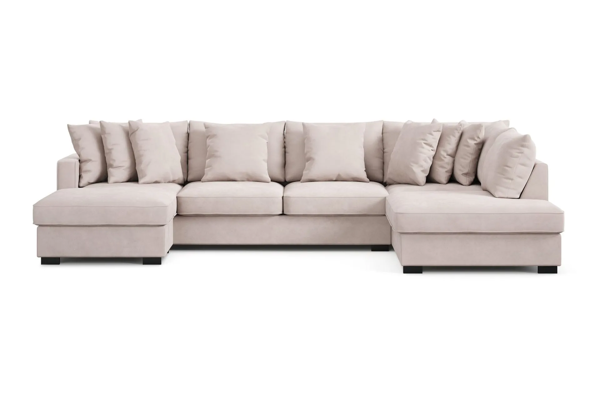 Scandinavian Choice Velour Sofa & Fløyel Sofa-Rossita 5-seters Høyrevendt U-formet Dyp Sofa med Divan og Sjeselong i Fløyel Beige