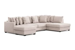 Scandinavian Choice Velour Sofa & Fløyel Sofa-Rossita 5-seters Høyrevendt U-formet Dyp Sofa med Divan og Sjeselong i Fløyel Beige
