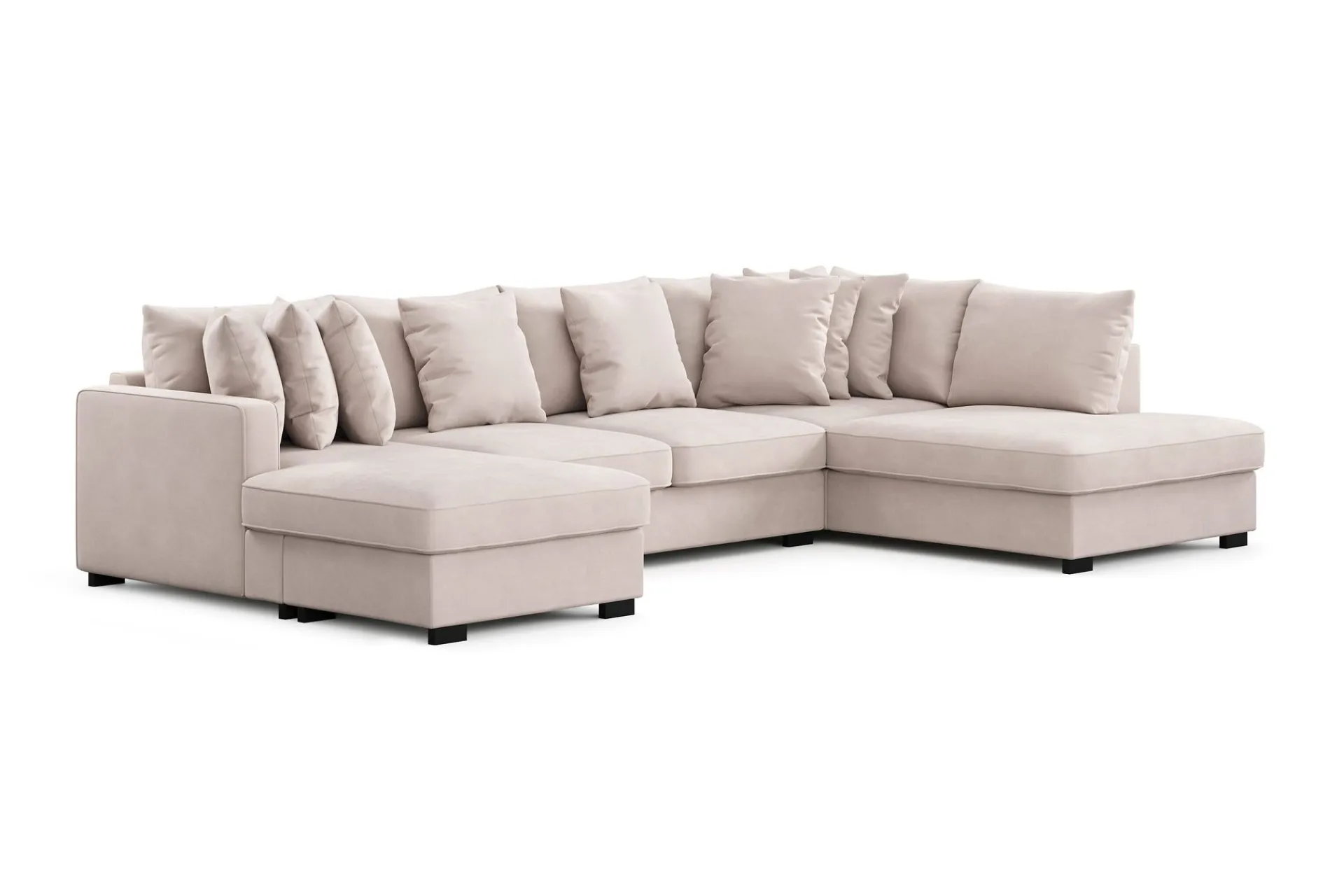 Scandinavian Choice Velour Sofa & Fløyel Sofa-Rossita 5-seters Høyrevendt U-formet Dyp Sofa med Divan og Sjeselong i Fløyel Beige