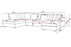 Scandinavian Choice Rossita 5-seters Venstrevendt U-formet Dyp Sofa med Divan og Sjeselong i Stoff
