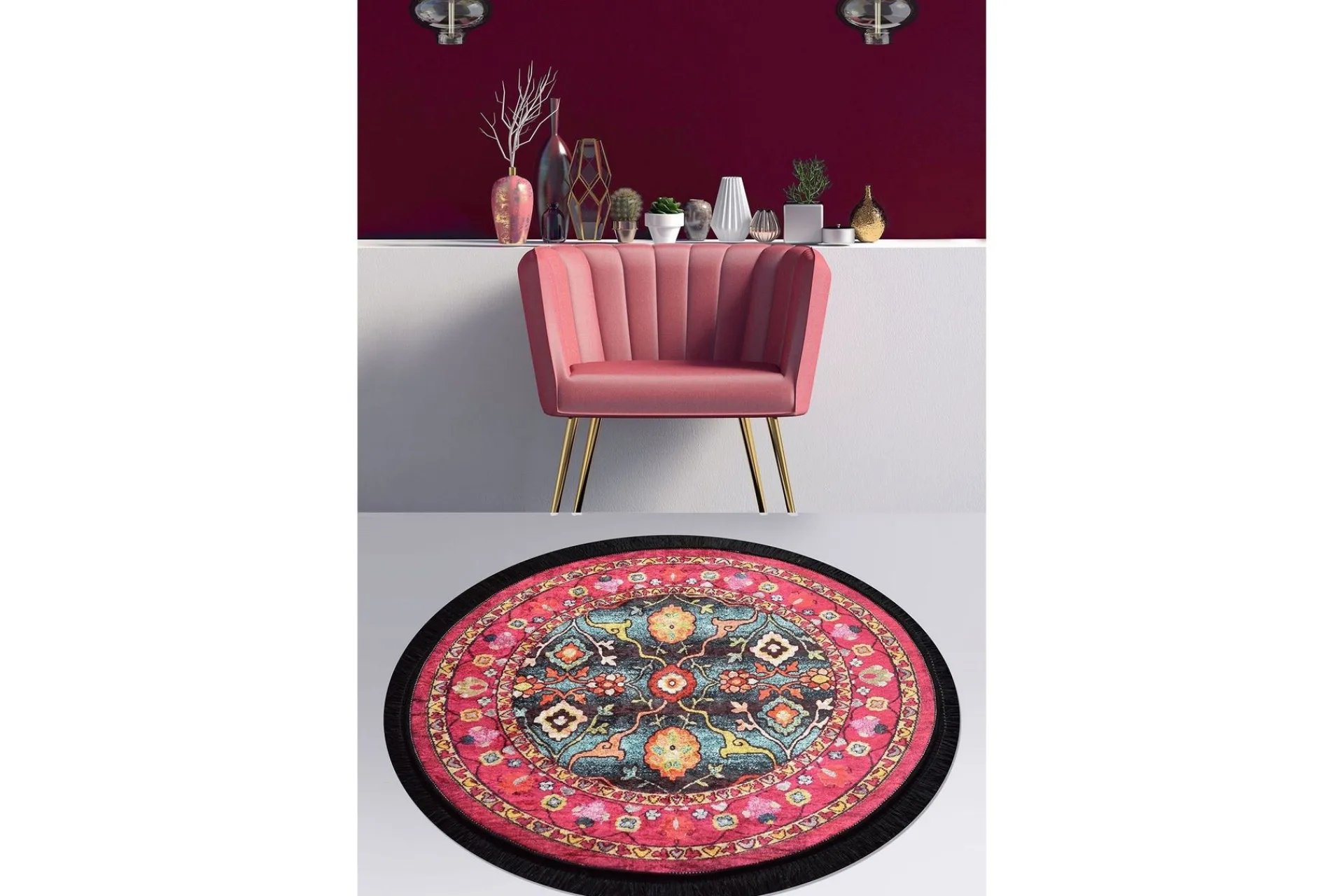 Moderne Tepper-Round Matte Otantik Flerfärgad