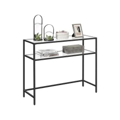 Gangbord|Avlastningsbord-Rovena Kommode 90 cm Svart og transparent