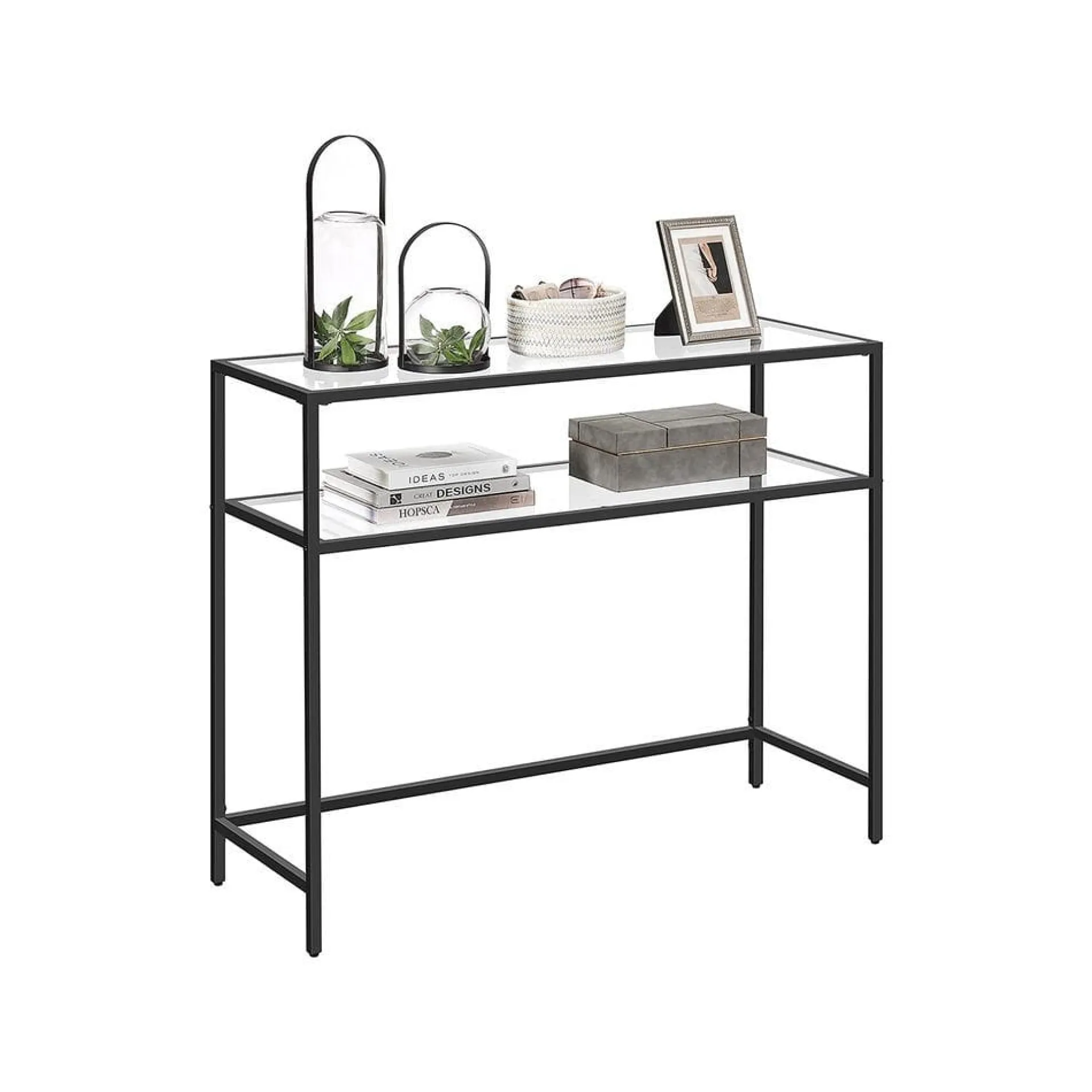 Gangbord|Avlastningsbord-Rovena Kommode 90 cm Svart og transparent
