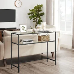 Gangbord|Avlastningsbord-Rovena Kommode 90 cm Svart og transparent