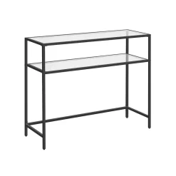 Gangbord|Avlastningsbord-Rovena Kommode 90 cm Svart og transparent