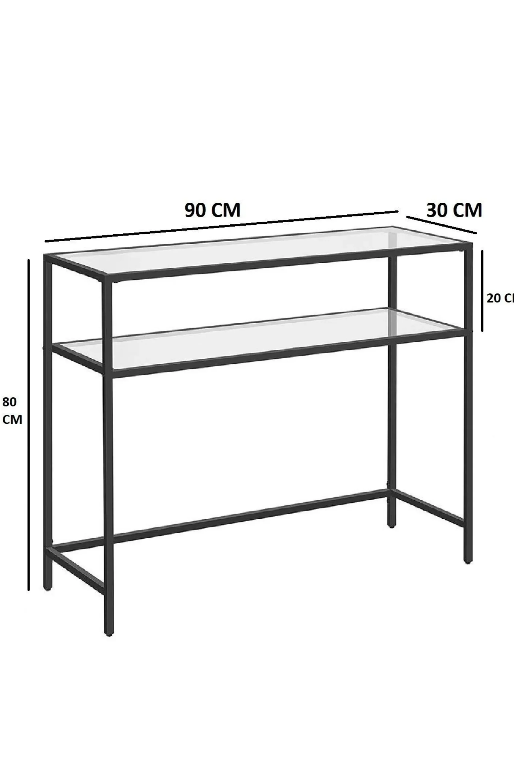 Gangbord|Avlastningsbord-Rovena Kommode 90 cm Svart og transparent