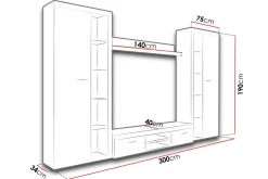 Concept 55 Tv-Møbelsett-Rumba TV-møbelsett 300x34x190 cm Eik