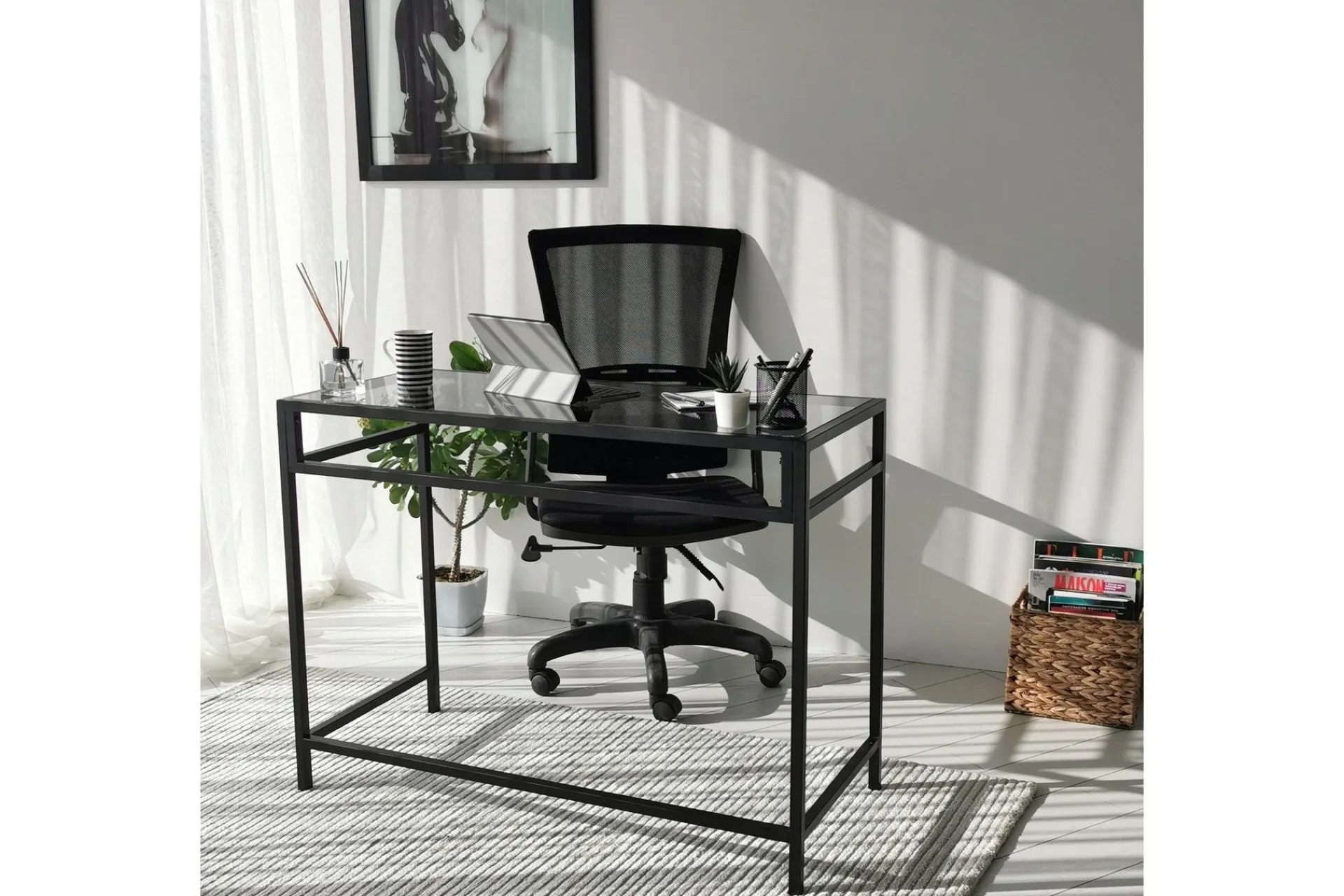 Kontorbord-Sabani Skrivebord 100 cm Svart,Røykfarget