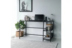 Kontorbord-Sabani Skrivebord 130 cm med Oppbevaring 2 Hyller Svart,Røykfarget