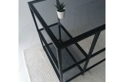 Kontorbord-Sabani Skrivebord 130 cm med Oppbevaring 2 Hyller Svart,Røykfarget