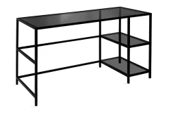Kontorbord-Sabani Skrivebord 130 cm med Oppbevaring 2 Hyller Svart,Røykfarget