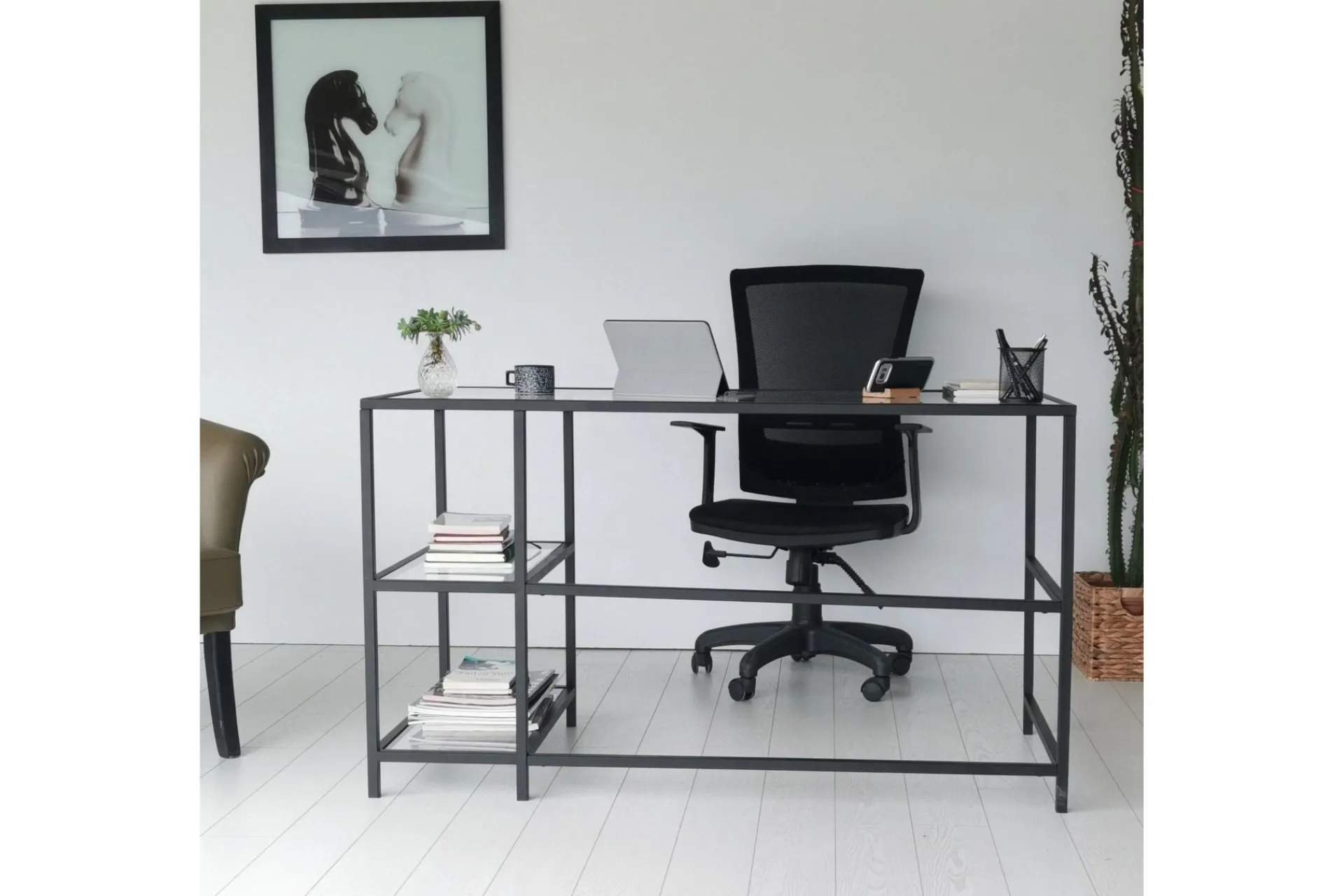 Sabani Skrivebord 130 cm med Oppbevaring 2 Hyller
