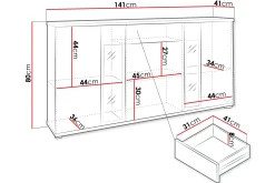 Gangoppbevaring|Kommode-Salsa kommode 140x40x80 cm Hvit