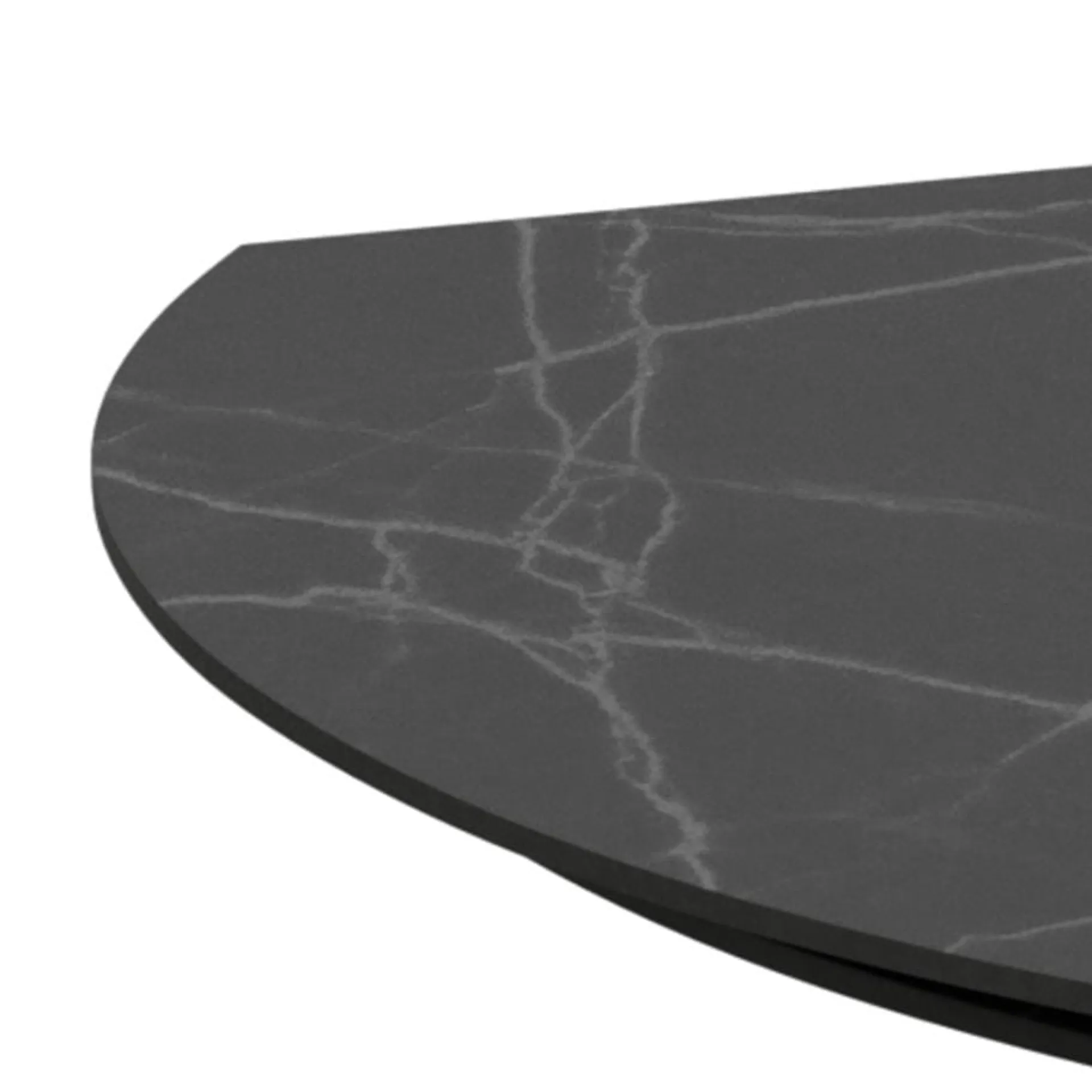 Spisebord & Kjøkkenbord-Salvas uttrekkbart spisebord 160–240 cm ovalt matt svart bordplate med hvite nyanser; svart understell