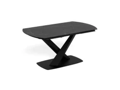 Spisebord & Kjøkkenbord-Salvas uttrekkbart spisebord 160–240 cm ovalt matt svart bordplate med hvite nyanser; svart understell