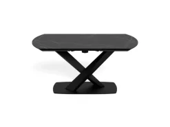 Spisebord & Kjøkkenbord-Salvas uttrekkbart spisebord 160–240 cm ovalt matt svart bordplate med hvite nyanser; svart understell
