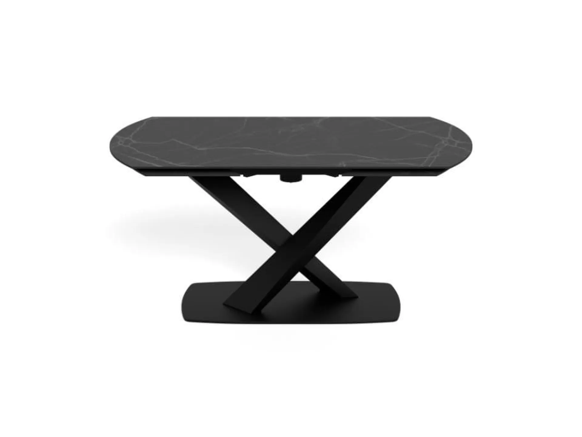 Spisebord & Kjøkkenbord-Salvas uttrekkbart spisebord 160–240 cm ovalt matt svart bordplate med hvite nyanser; svart understell