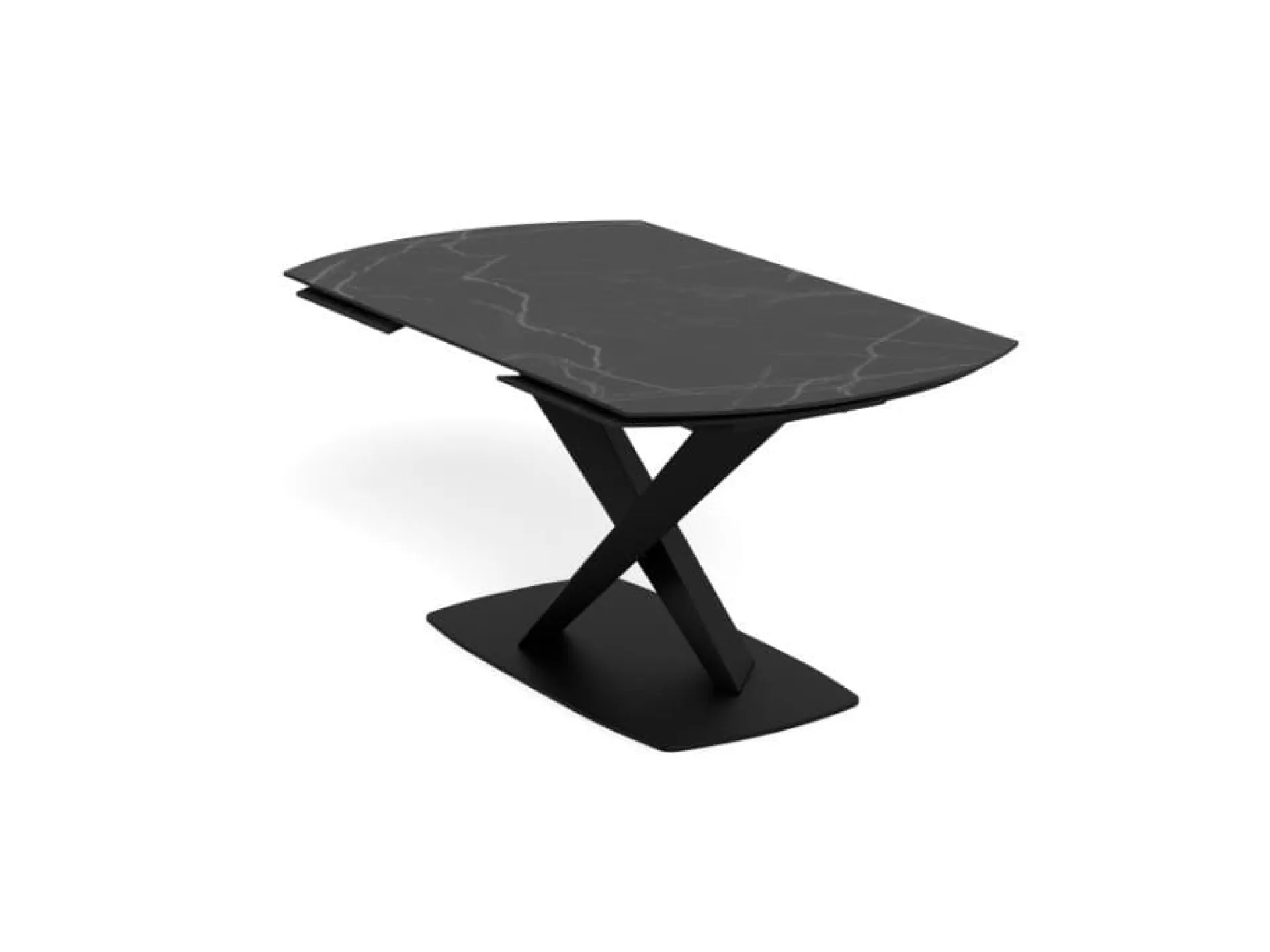 Spisebord & Kjøkkenbord-Salvas uttrekkbart spisebord 160–240 cm ovalt matt svart bordplate med hvite nyanser; svart understell