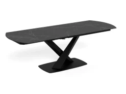 Spisebord & Kjøkkenbord-Salvas uttrekkbart spisebord 160–240 cm ovalt matt svart bordplate med hvite nyanser; svart understell