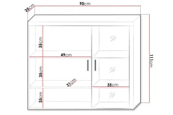 Vitrineskap|Skap-Samba Vitrineskap 90x35x111 cm Hvit