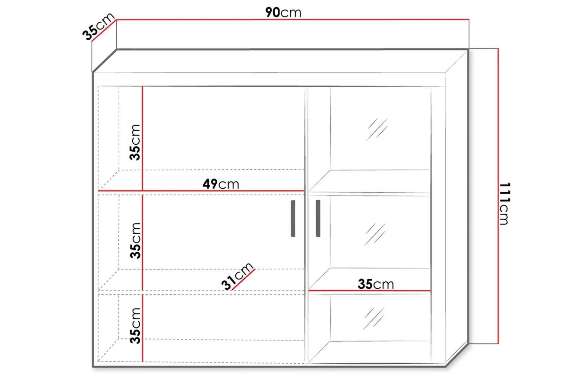 Vitrineskap|Skap-Samba Vitrineskap 90x35x111 cm Hvit