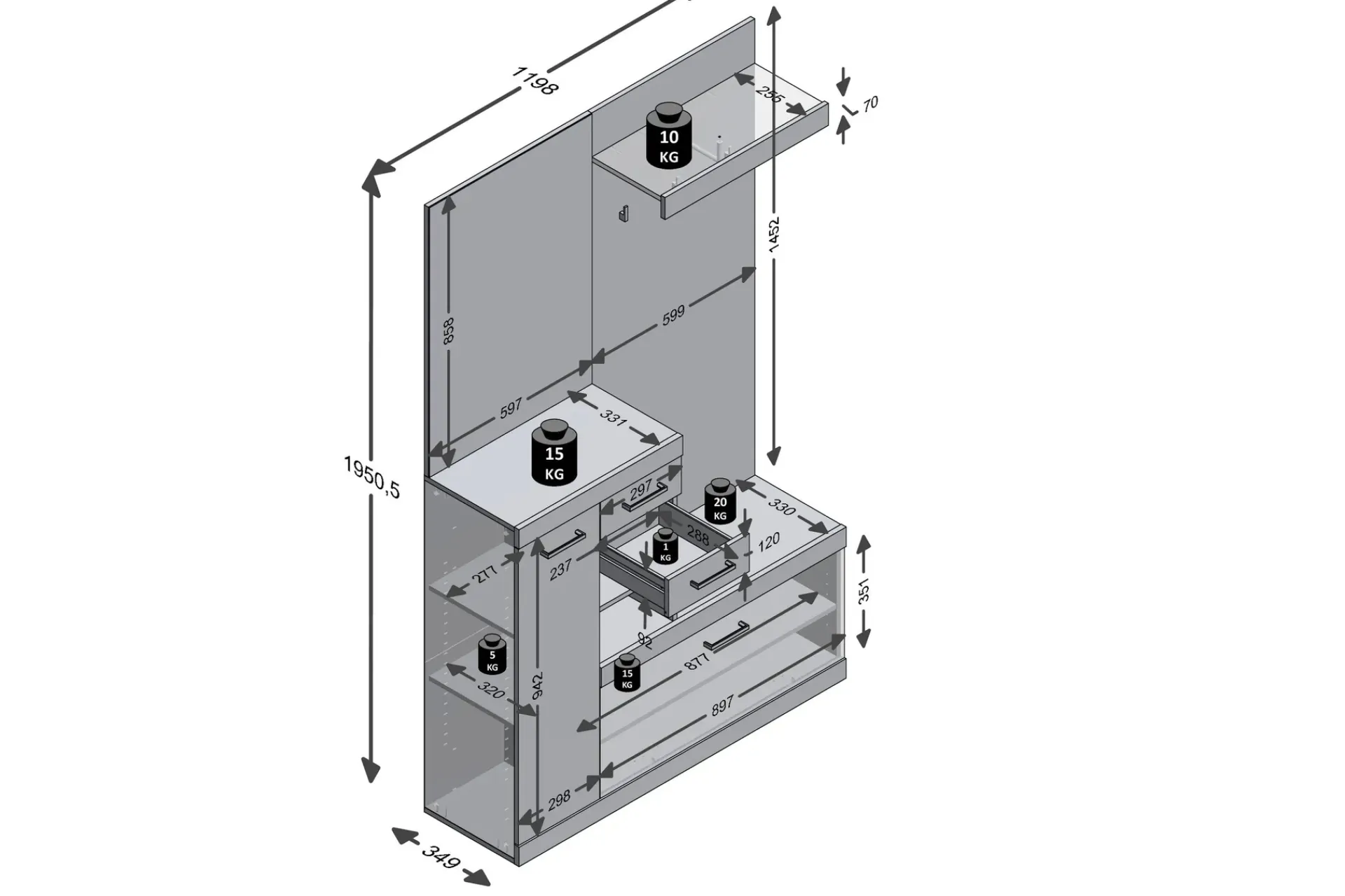 Samekia Garderobe 120 cm