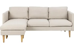 Sofa Med Sjeselong-Sanat 3-seters Sofa med Divan Beige