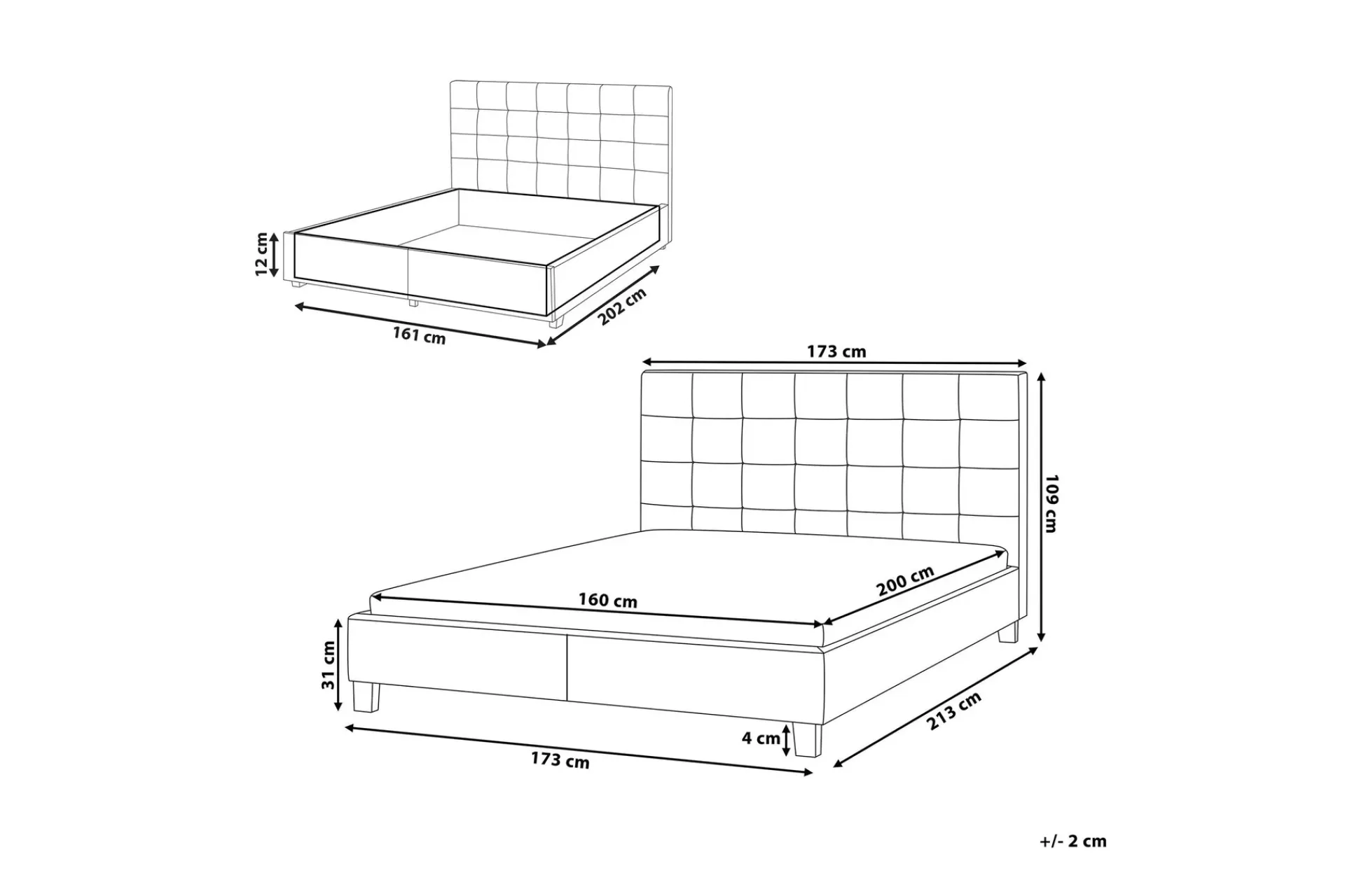 Sengeramme & Sengestamme|Seng Med Oppbevaring-Sandrick Kontinentalseng med Oppbevaring 160x200 Grey