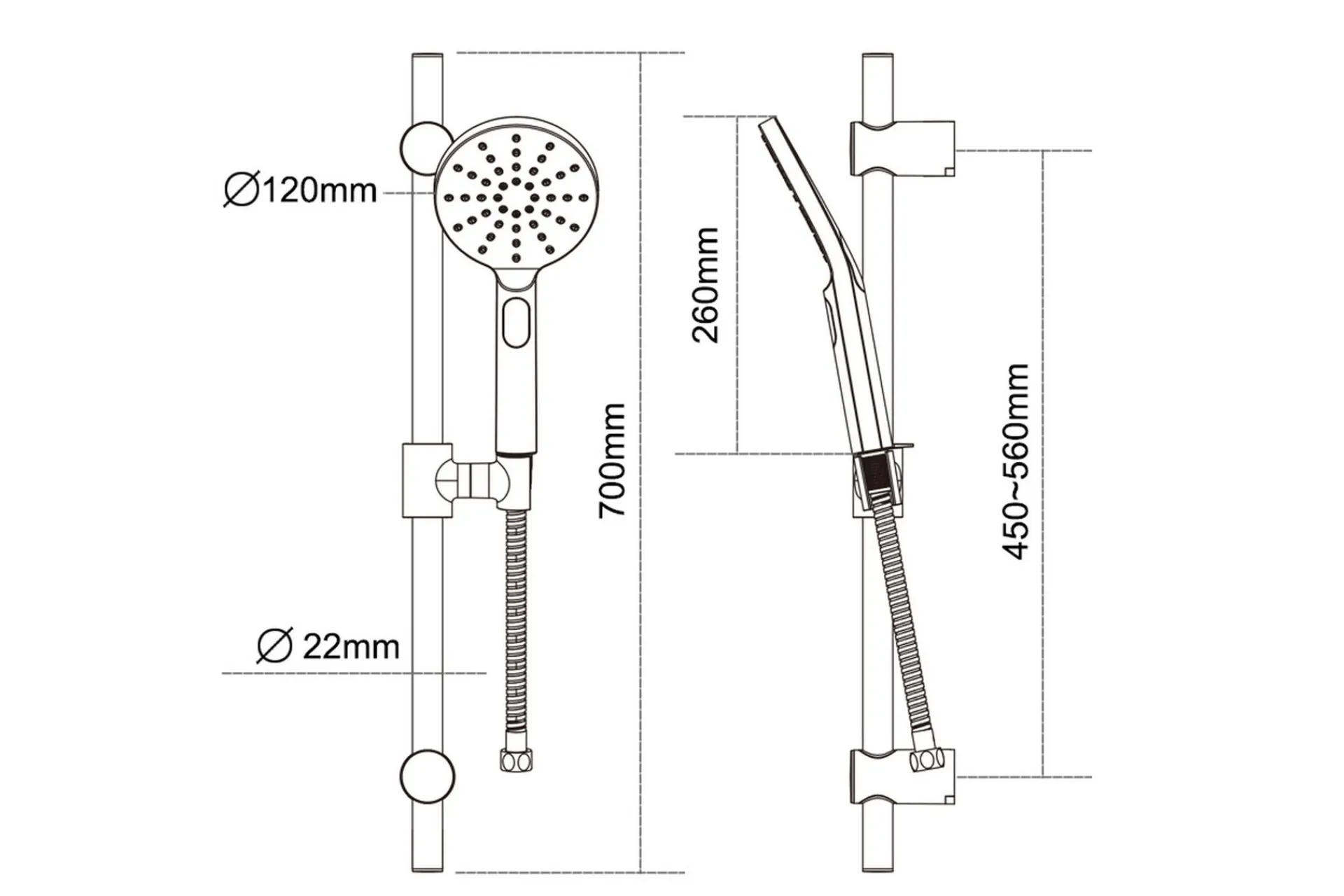Baderom-Sannahed Dusjsett 70 cm Krom