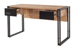 Kontorbord-Sapphira Skrivebord 139 cm med Oppbevaring 2 Skuffer Brun,Svart