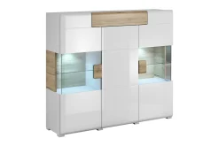 Sideboard & Skjenker-Saran Sideboard Eik/Hvit høyglans