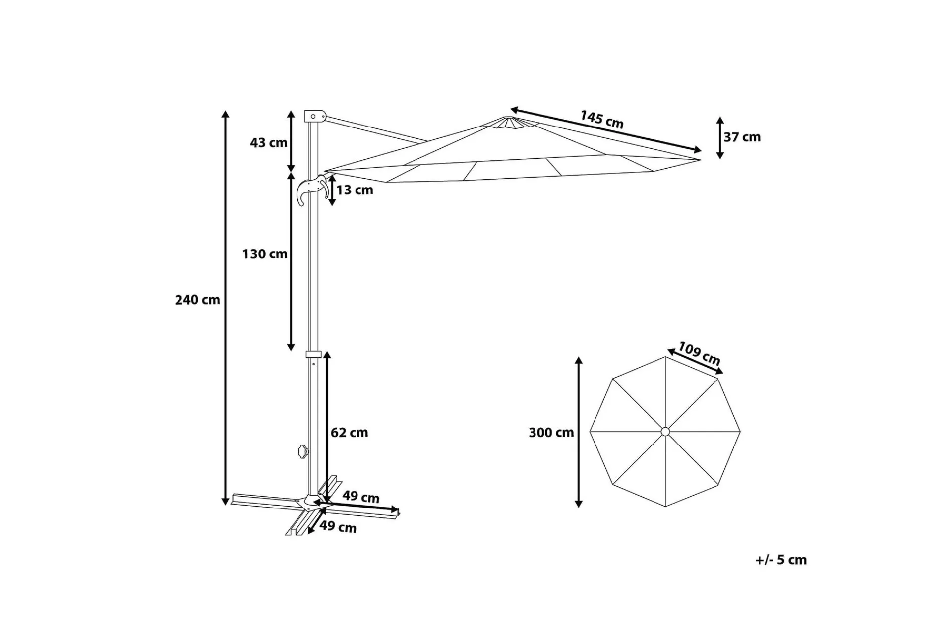 Parasoller-Savona Parasoll 240 cm Mørkegrå