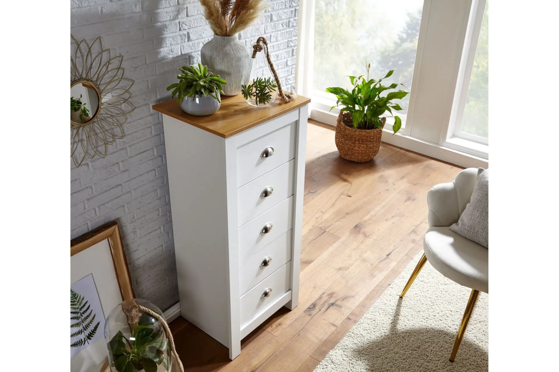 Sideboard & Skjenker-Seddik Sideboard 39 cm Rektangulær Natur,Hvit