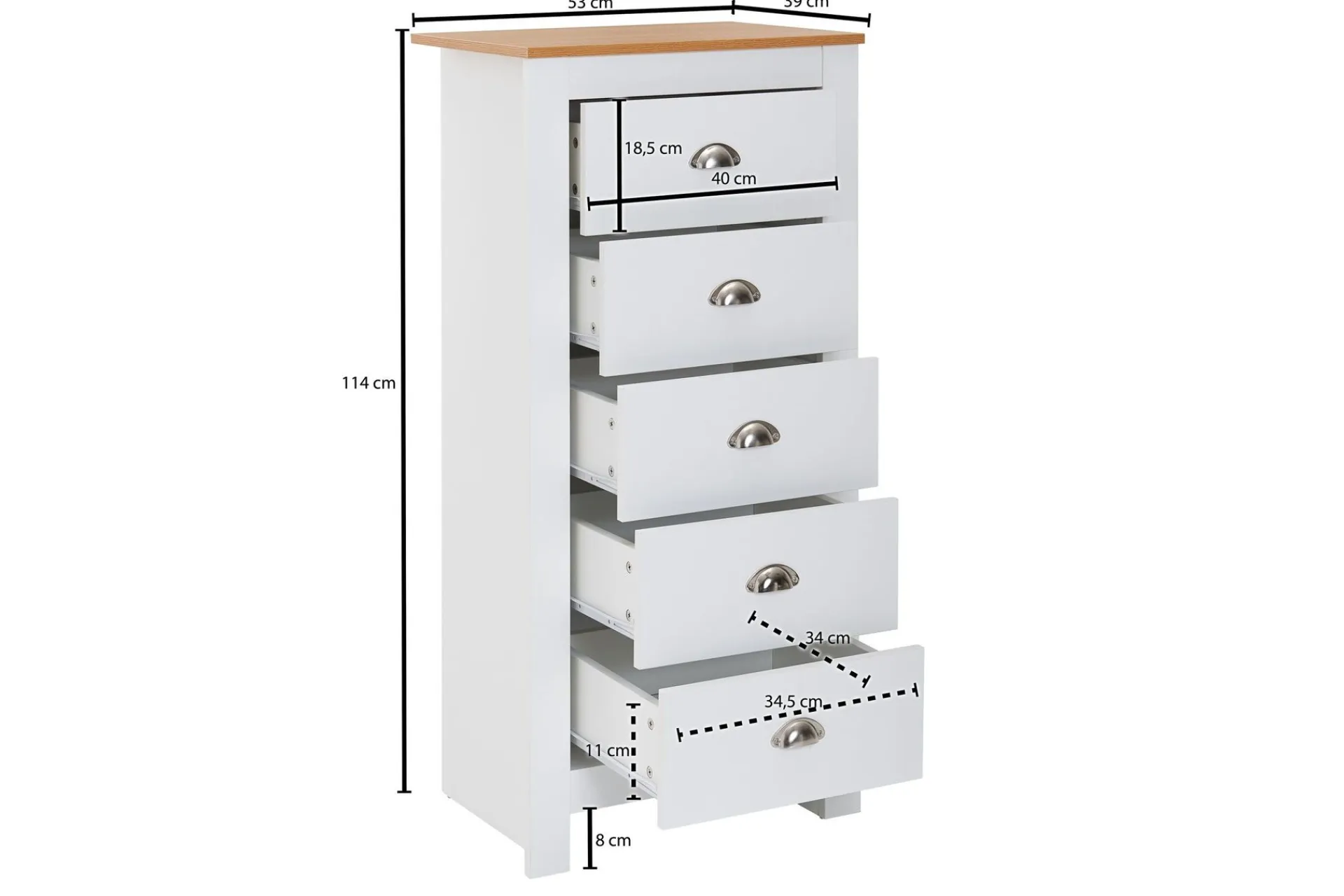 Sideboard & Skjenker-Seddik Sideboard 39 cm Rektangulær Natur,Hvit