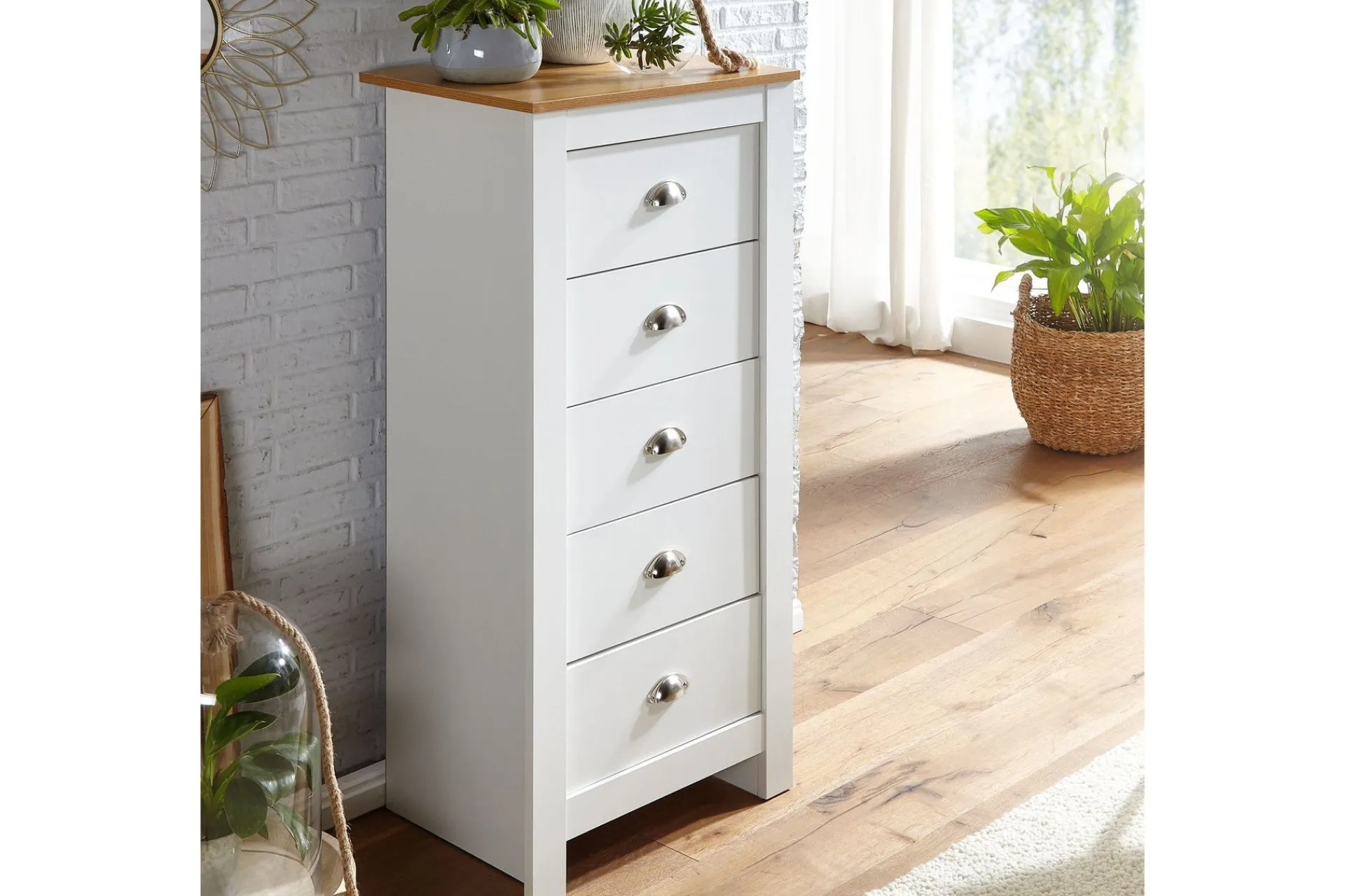 Sideboard & Skjenker-Seddik Sideboard 39 cm Rektangulær Natur,Hvit