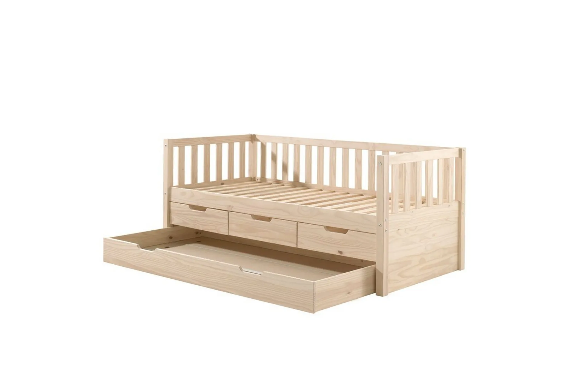 Seng Fritz med 3 skuffer og underbed Naturlig