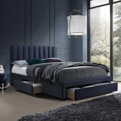 Seng Med Oppbevaring|Komplett Sengepakke-Seng HOME4YOU Grace med madrass Harmony Duo Season 160x200 cm 110x40xh74 cm, melamin med eikebark Blå